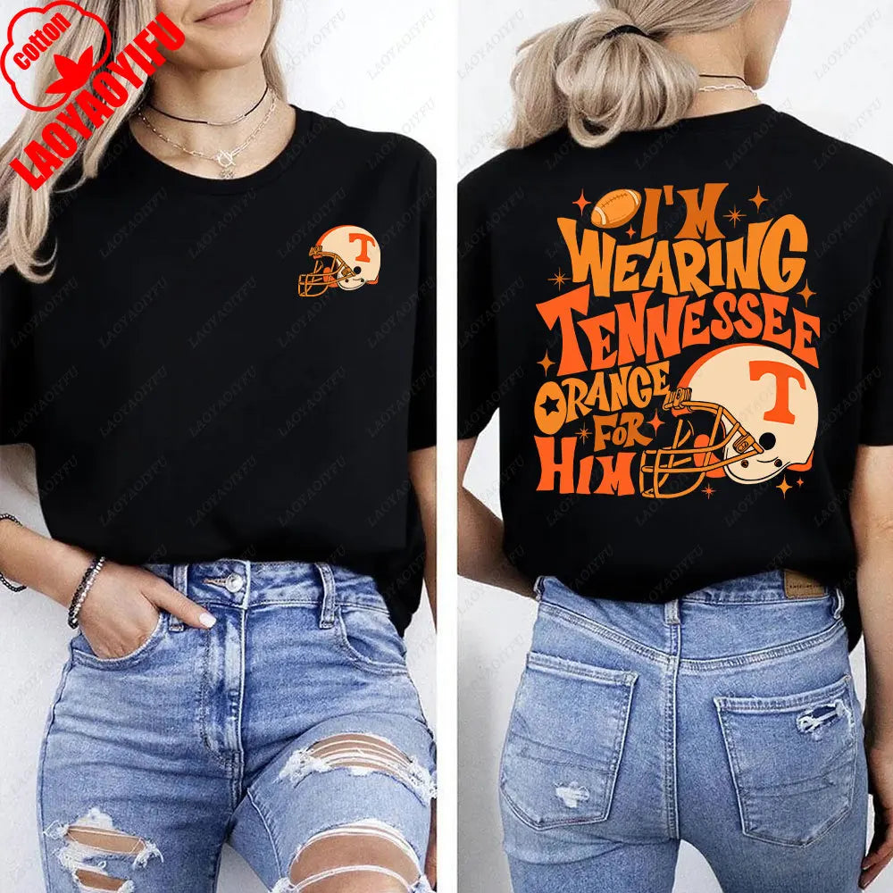 I'm Wearing Tennessee Orange for Him Shirt Tennessee Orange Shirt Football Team Shirt Game Day Women T-shirt Summer Streetwear