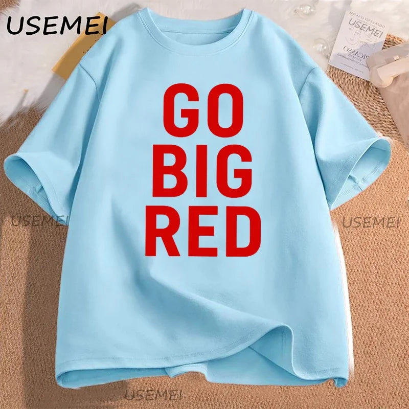 Go Big Red T Shirt Football Volleyball Basketball Tee Men Women Game Day T-Shirt Casual Printed Cotton Short-sleeve Tees