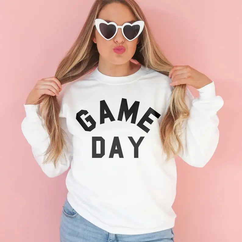 Skuggnas Game Day Funny 90s Sweatshirt Unisex Crewneck Jumper Long Sleeved Fashion Women Cotton Casual Sweater Drop Ship