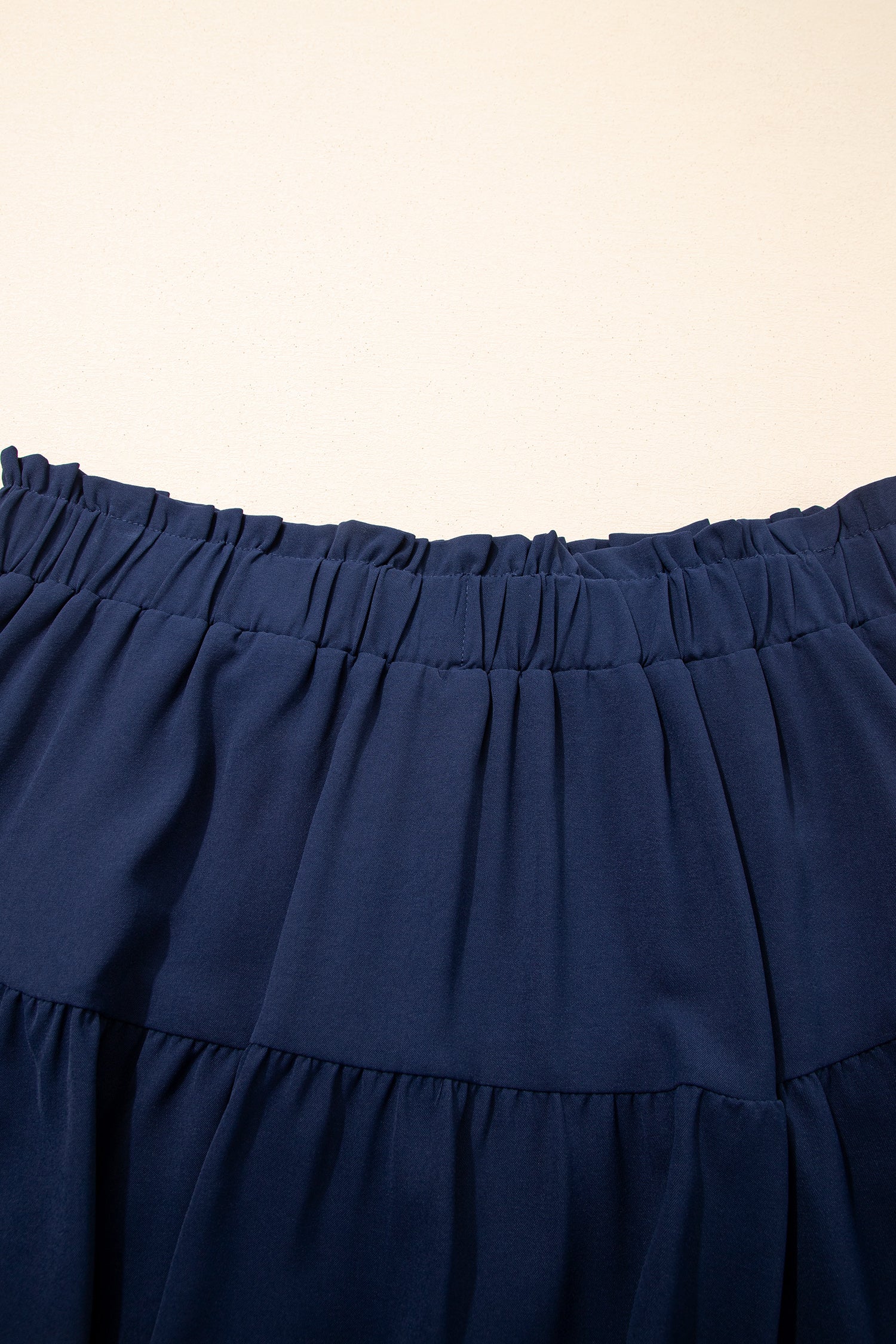 Black Plus Size Frilled Elastic Waist Lace Trim Boho Ruffled Shorts