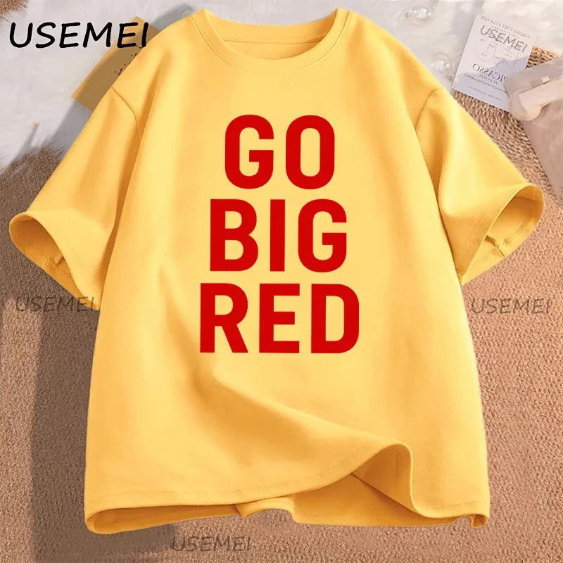 Go Big Red T Shirt Football Volleyball Basketball Tee Men Women Game Day T-Shirt Casual Printed Cotton Short-sleeve Tees
