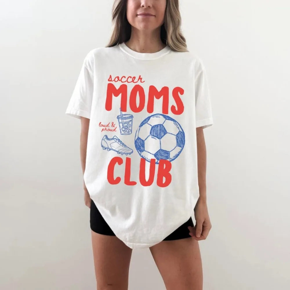 Soccer Moms Club T-Shir Game Day Doodle Soccer Tee Trendy Women's Soccer Shirt Sports Mom Clothes