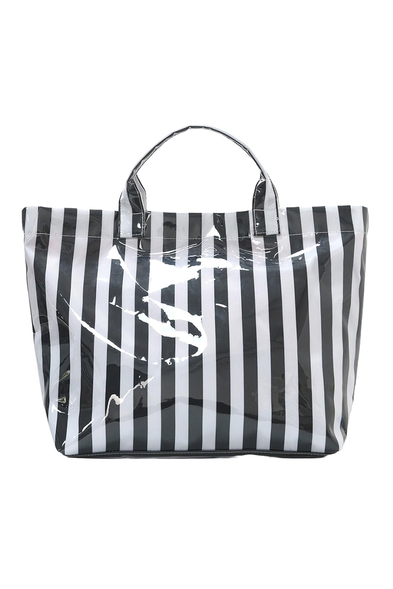Rose Red Glossy Striped Vinyl Large Tote Bag