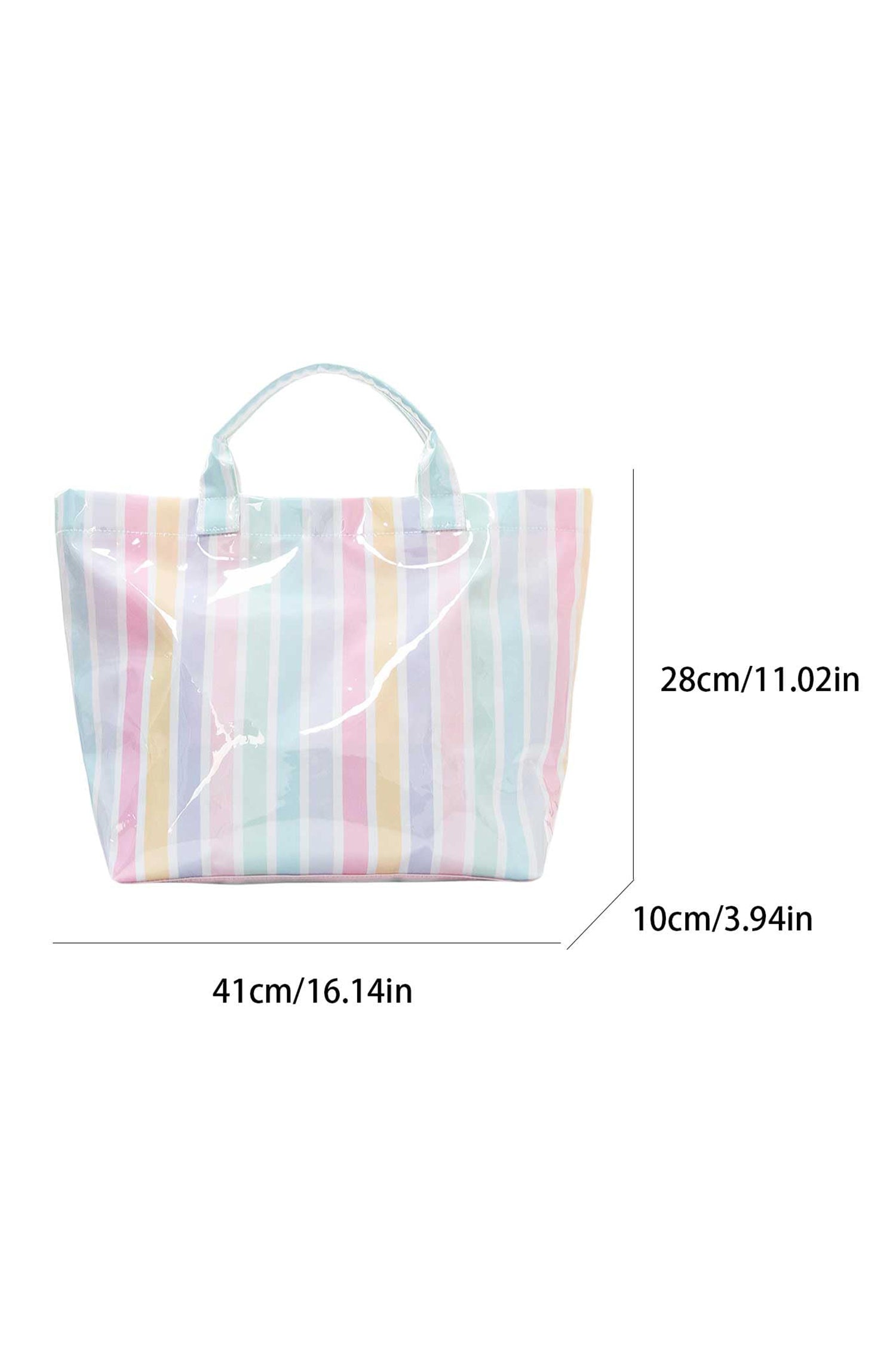 Rose Red Glossy Striped Vinyl Large Tote Bag