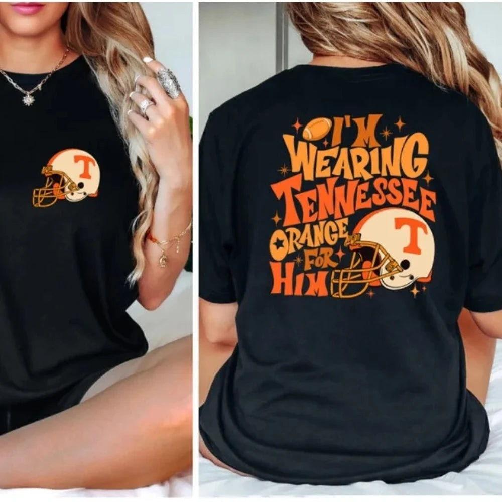I'm Wearing Tennessee Orange for Him Shirt Tennessee Orange Shirt Football Team Shirt Game Day Women T-shirt Summer Streetwear
