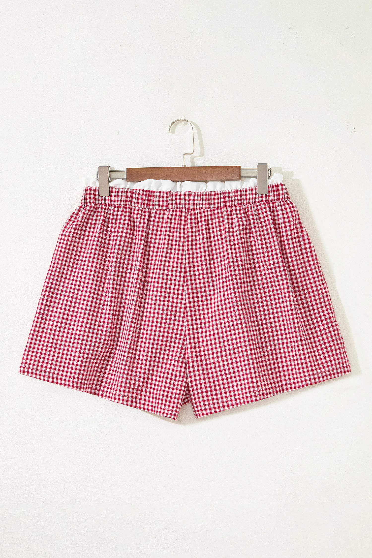 Khaki Contrast Trim Plaid Print Plus Size Shorts