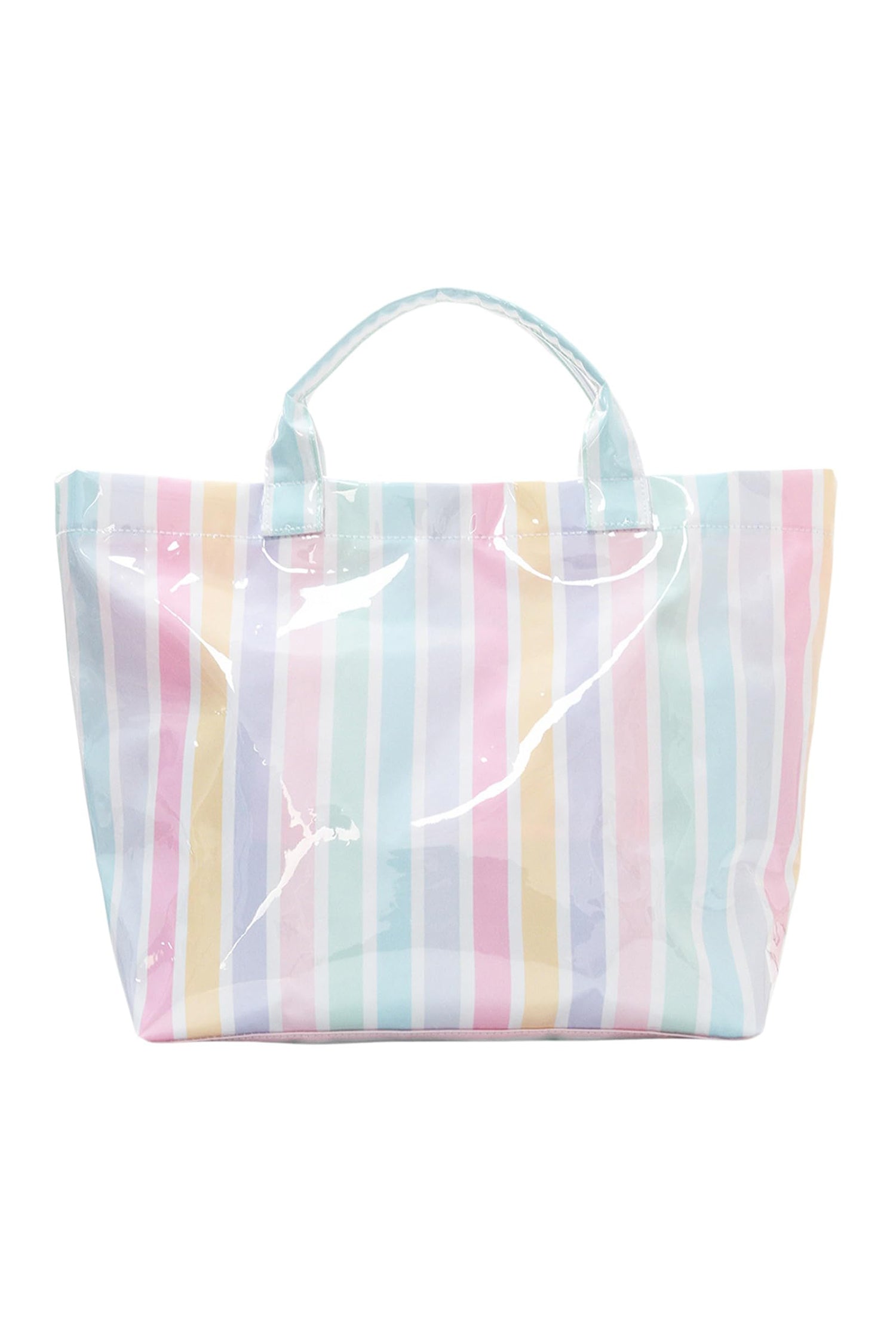 Rose Red Glossy Striped Vinyl Large Tote Bag
