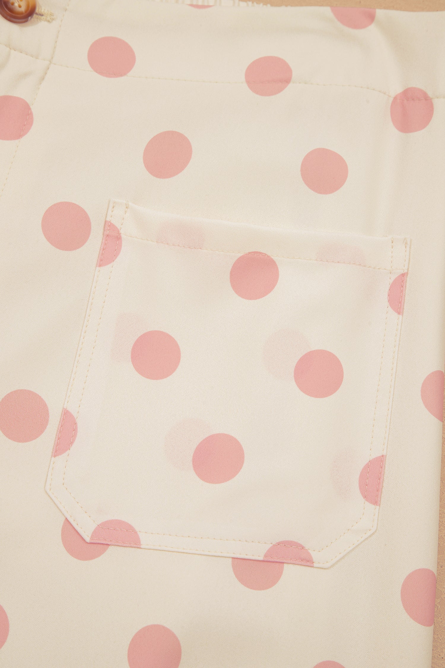 Sky Blue Polka Dot Print Patched Pocket Mid-rise Straight Leg Pants