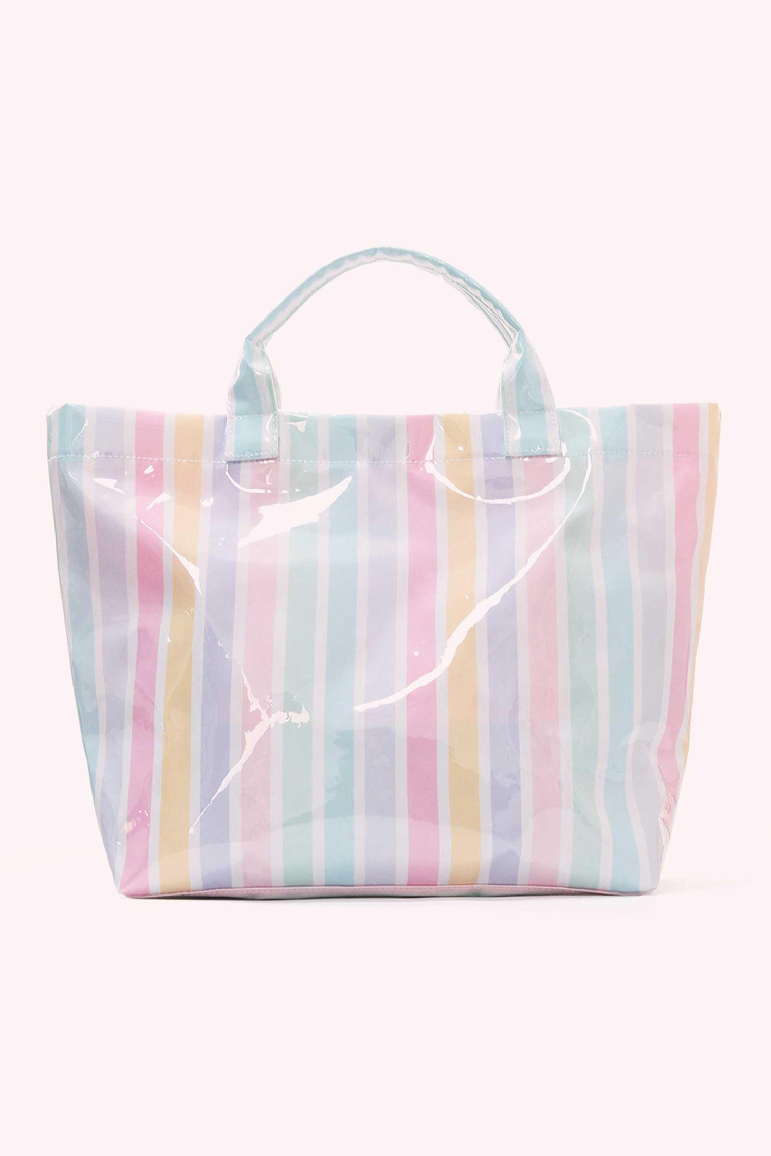 Rose Red Glossy Striped Vinyl Large Tote Bag
