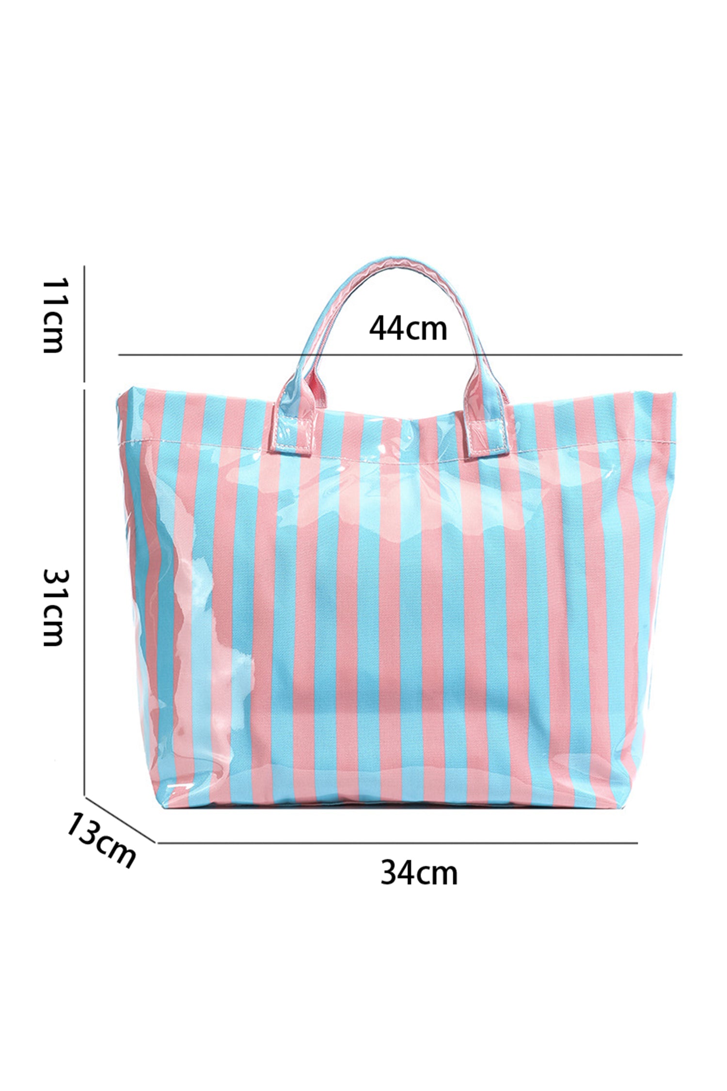Rose Red Glossy Striped Vinyl Large Tote Bag
