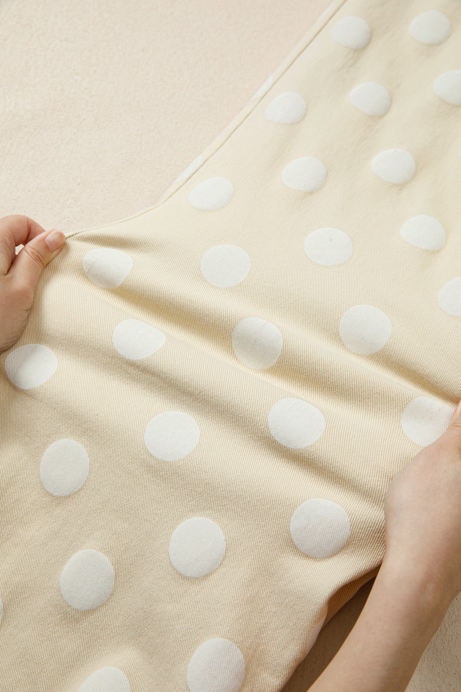 Sky Blue Polka Dot Print Raw Hem Shift Jeans