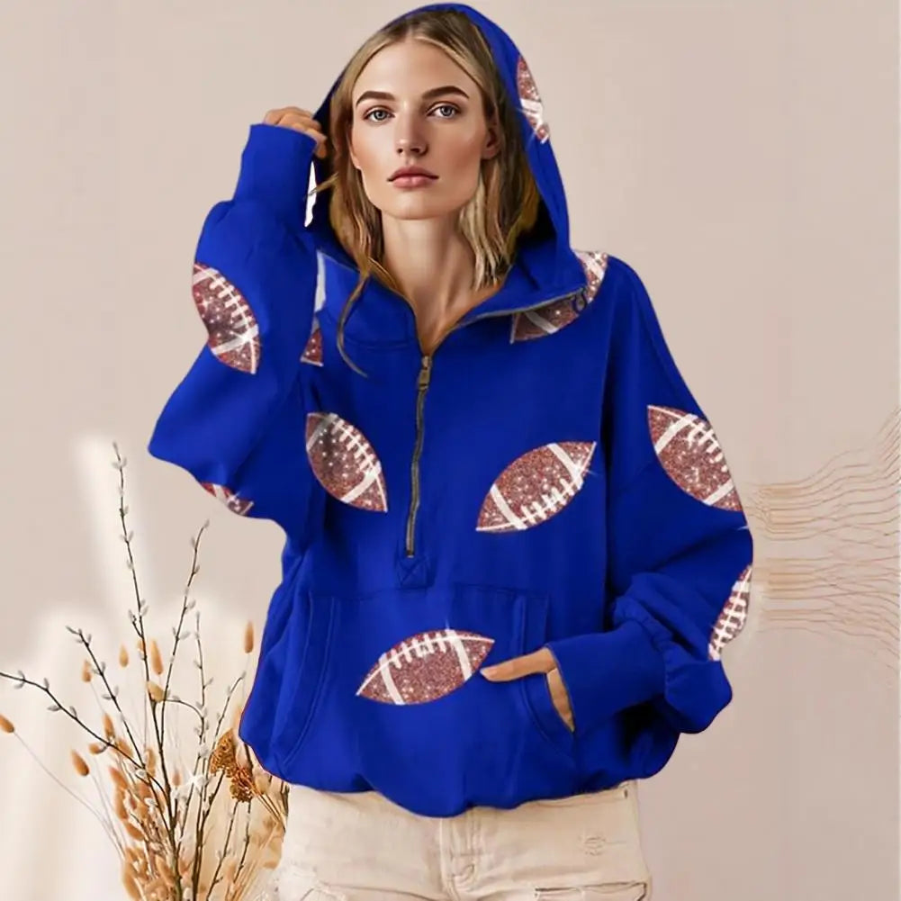 Long Sleeved Pullover Graphic Sweatshirt Women Clothing 2025 Hooded Women's Game Day Sweatshirt Baseball Print Oversized Hoodie