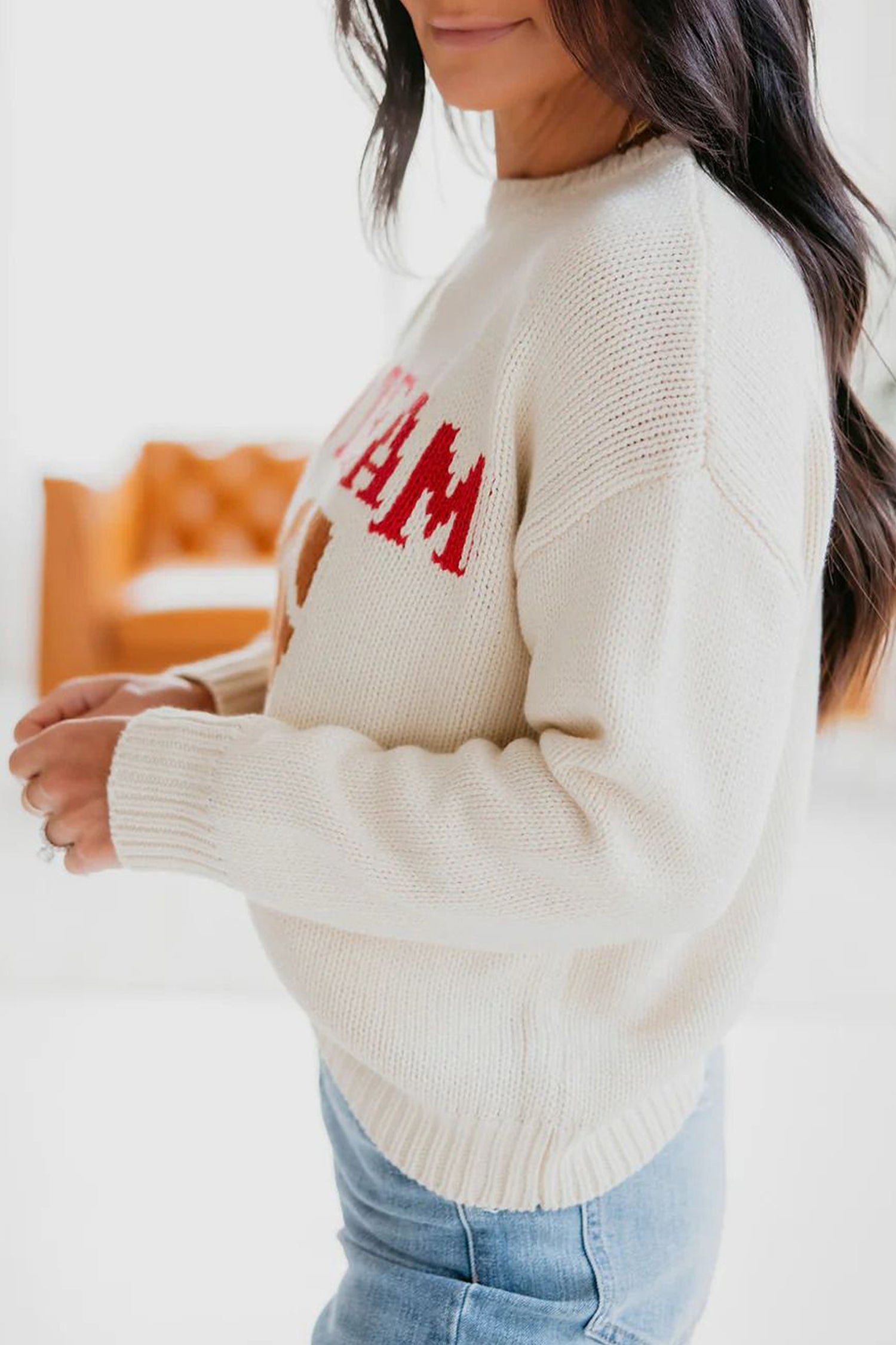 Beige Go Team Knit Sweater